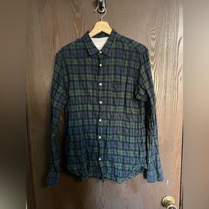 Officine Générale Blue & Green Plaid Button shirt - Size Medium